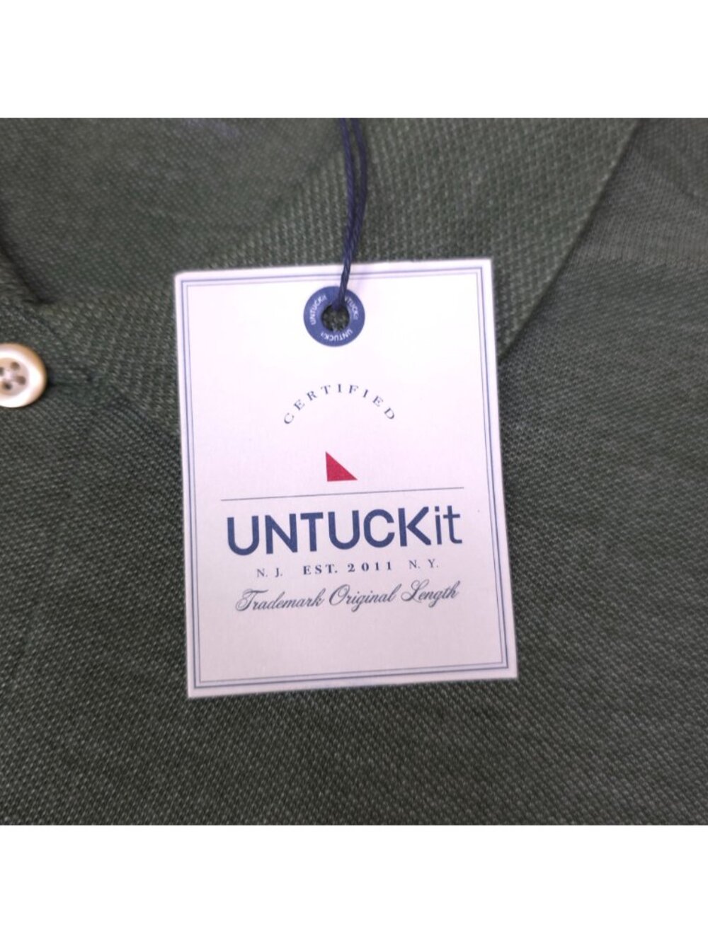 Untuckit Mens Green Long Sleeve Polo Shirt Medium Cotton Blend - Picture 2 of 7